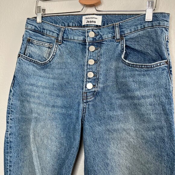 Reformation Jeans Womens Liza High Straight Button Fly Jean Size 31 - Picture 6 of 13
